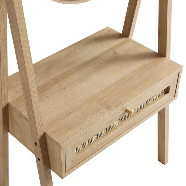 Frances Woven Rattan Standing Vanity Table with Mirror, Natural