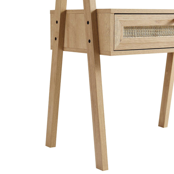 Frances Woven Rattan Standing Vanity Table with Mirror, Natural