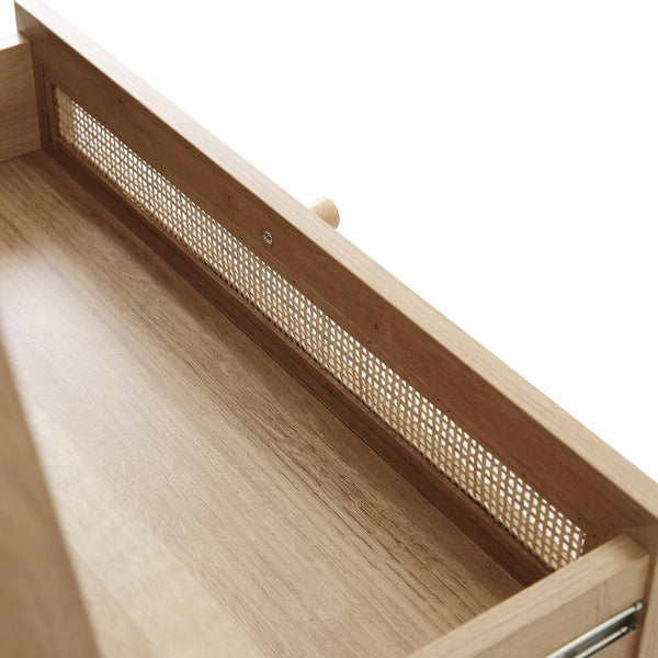 Frances Woven Rattan Standing Vanity Table with Mirror, Natural