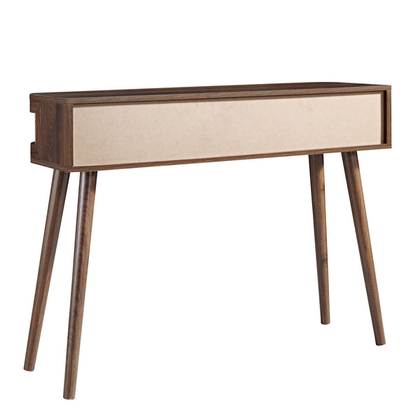 Izzy Curved Rattan 2-Door Table, Walnut