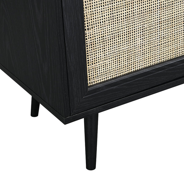 Frances Woven Rattan 3-Door Sideboard in Black