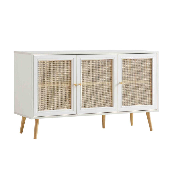 Frances Woven Rattan 3-Door Sideboard, White
