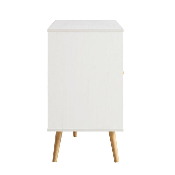 Frances Woven Rattan 3-Door Sideboard, White