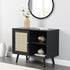 Frances Woven Rattan 1-Door Cabinet in Black