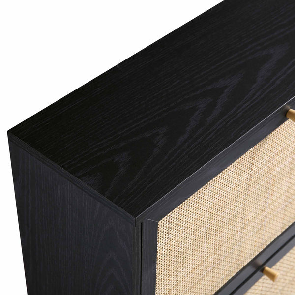 Frances Rattan 3 Tier Shoe Cabinet, Black