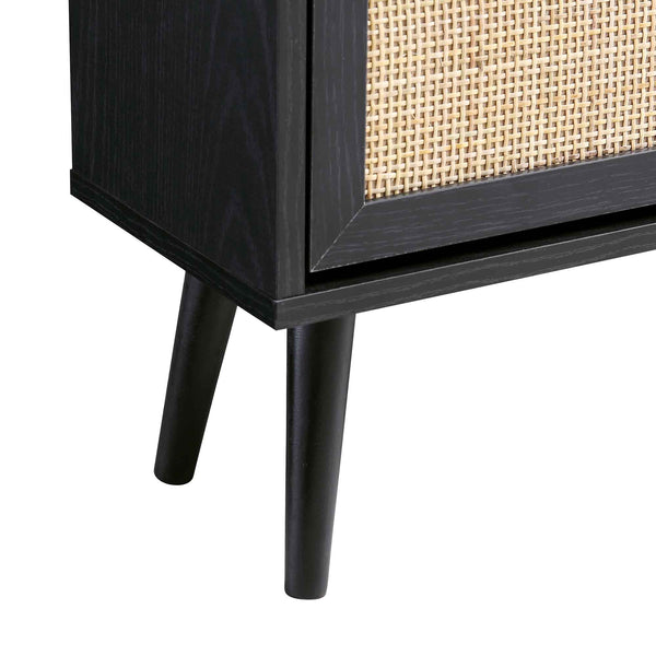 Frances Rattan 3 Tier Shoe Cabinet, Black