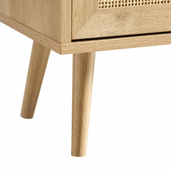 Frances Woven Rattan Bookcase with Doors, Natural