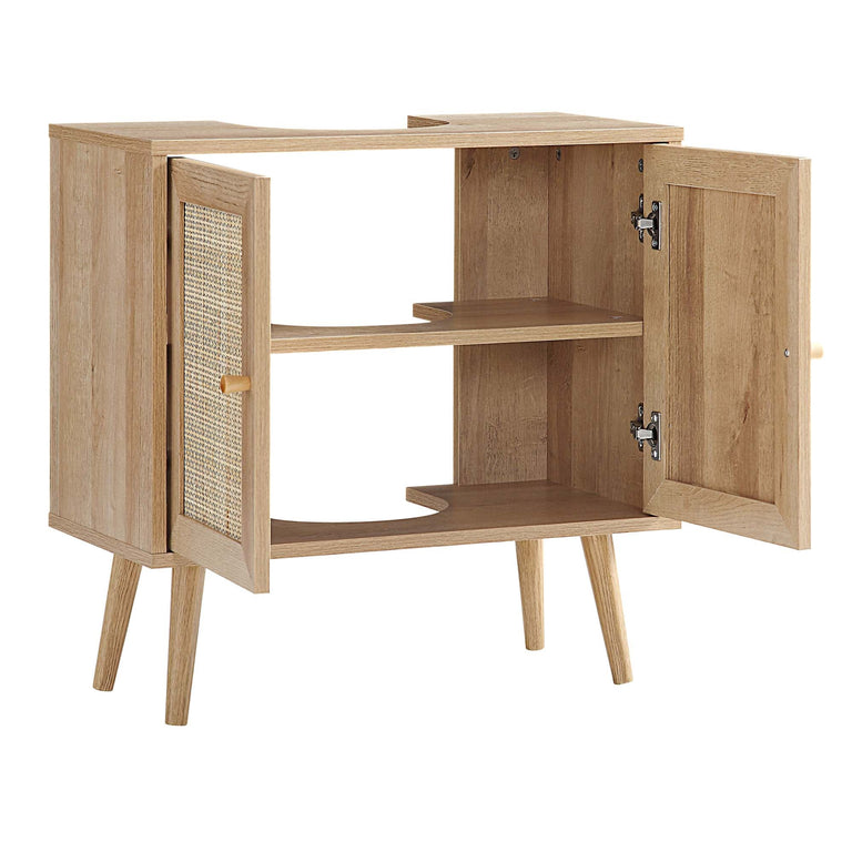 Frances Woven Rattan 2-Door Bathroom Undersink Cabinet, Natural | daals.com