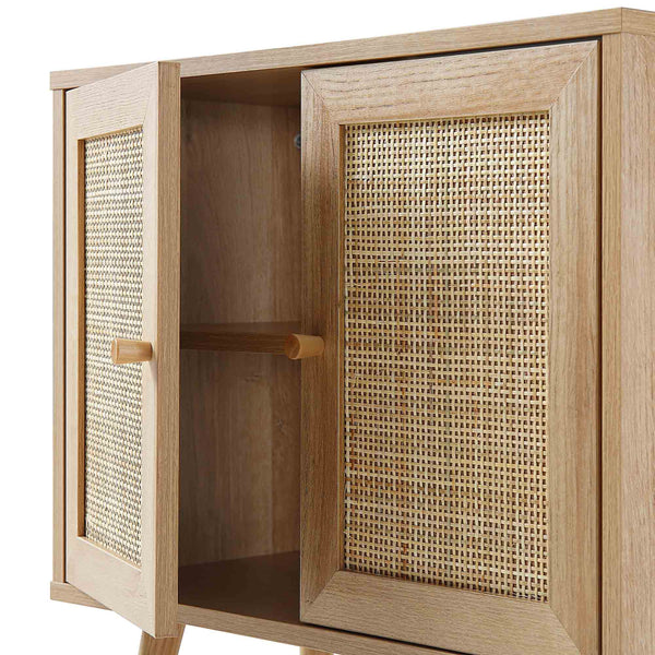 Frances Woven Rattan 2-Door Bathroom Undersink Cabinet, Natural