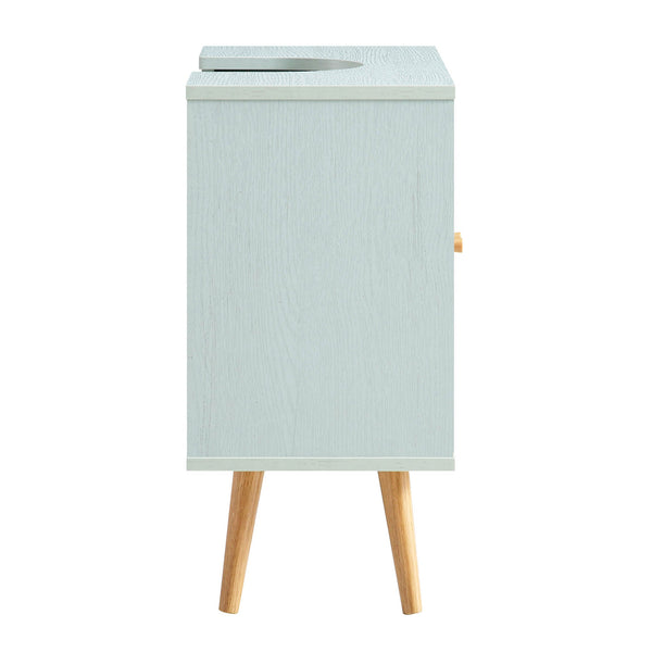 Frances Woven Rattan 2-Door Bathroom Undersink Cabinet, Mint Green