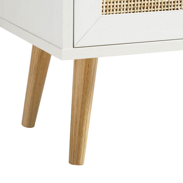 Frances Woven Rattan 2-Door Bathroom Undersink Cabinet, White