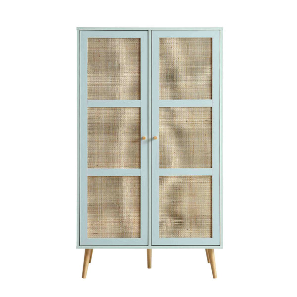 Frances Woven Rattan Compact Double Closet, Mint Green