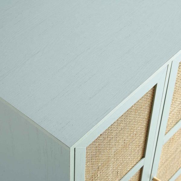 Frances Woven Rattan Compact Double Closet, Mint Green