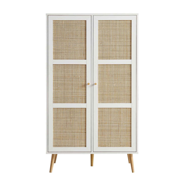 Frances Woven Rattan Compact Double Closet, White
