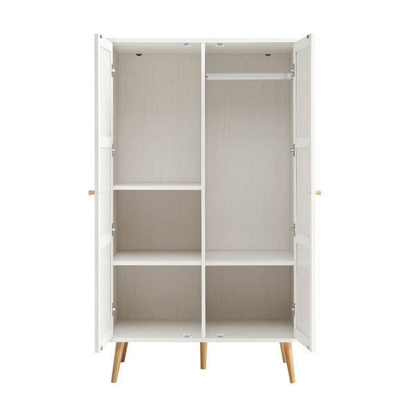 Frances Woven Rattan Compact Double Closet, White