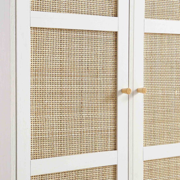 Frances Woven Rattan Compact Double Closet, White
