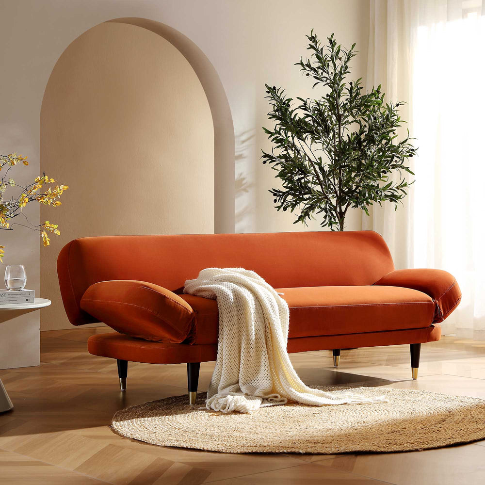 Solna 2-Seater Sofa Bed, Rust Velvet | daals.com