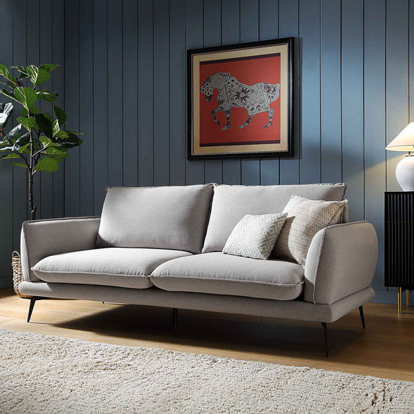 Obriel Gray Marl Fabric Sofa, 3-Seater