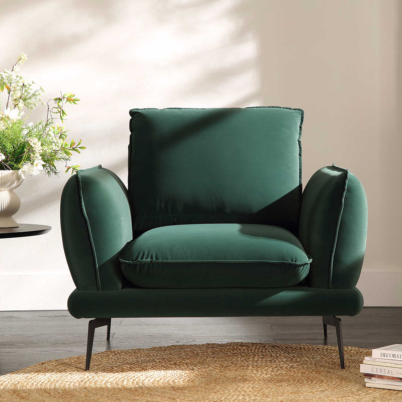 Obriel Forest Green Velvet Armchair