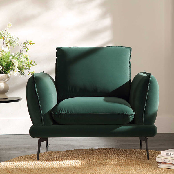 Obriel Forest Green Velvet Armchair