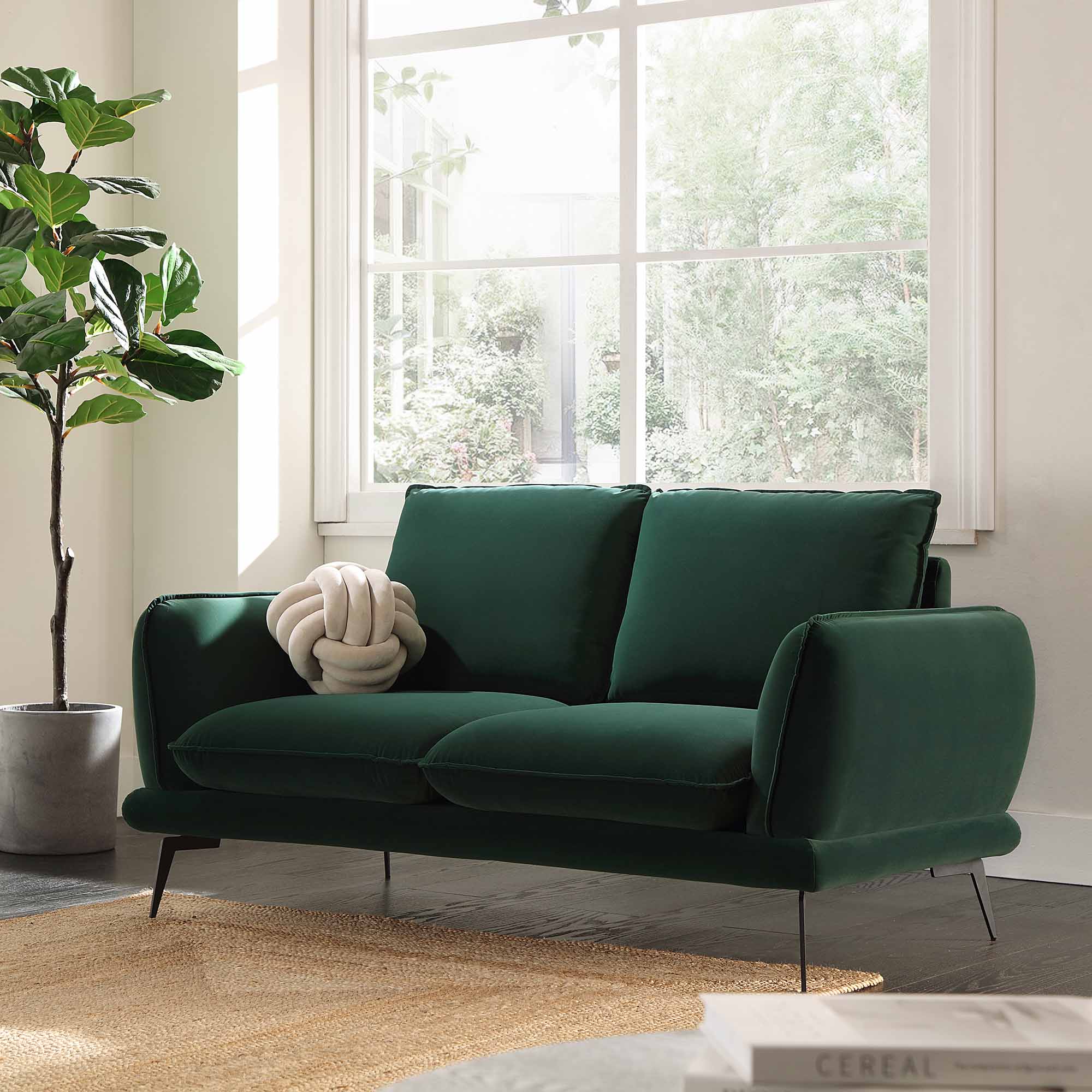 Obriel Forest Green Velvet Sofa 2 Seater Daals obriel-forest-green-velvet-sofa-2-seater-daals