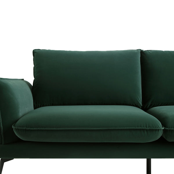 Obriel Forest Green Velvet Sofa, 3-Seater