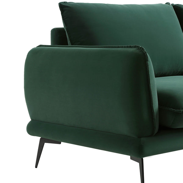 Obriel Forest Green Velvet Sofa, 3-Seater
