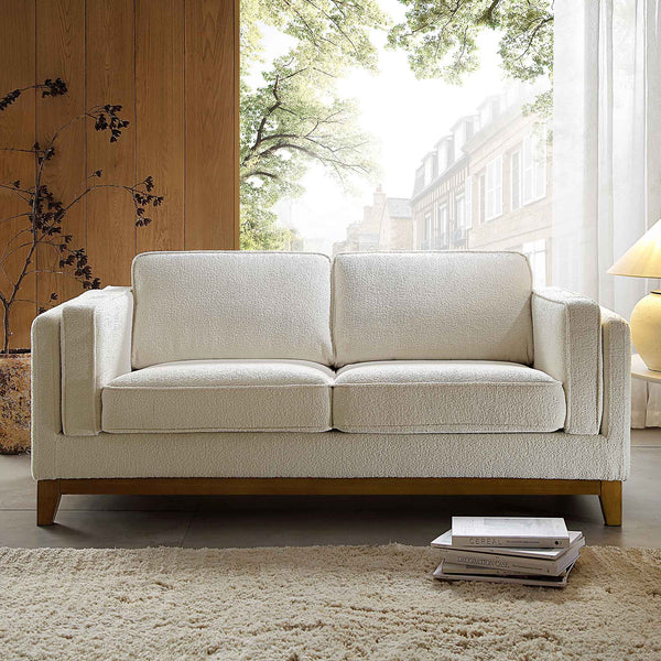Dipley Beige Boucle Fabric Sofa, 2-Seater