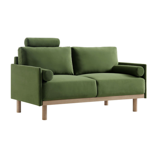 Timber Fern Green Velvet Sofa, 2-Seater