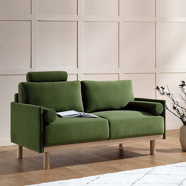 Timber Fern Green Velvet Sofa, 2-Seater
