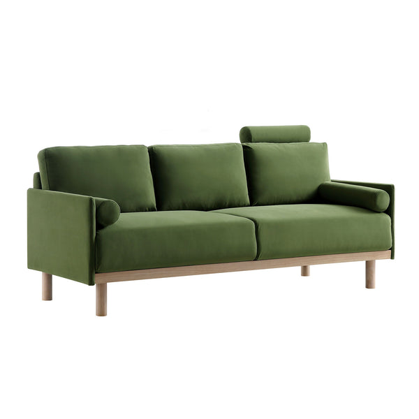 Timber Fern Green Velvet Sofa, 3-Seater