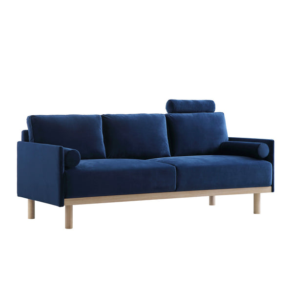 Timber Navy Blue Velvet Sofa, 3-Seater