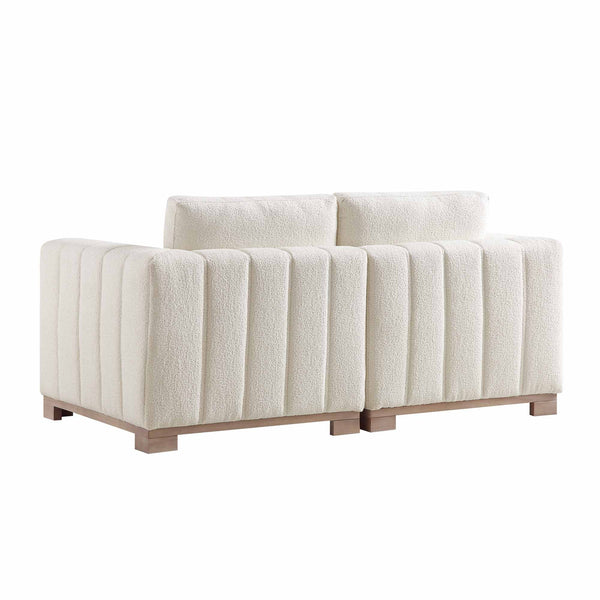 Belsize Beige Boucle Sofa with Wooden Base, 2-Seater