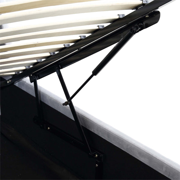 Hadley Gray Velvet Ottoman Storage Bed