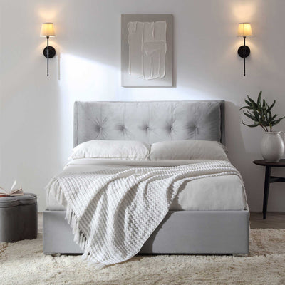 Hadley Gray Velvet Ottoman Storage Bed