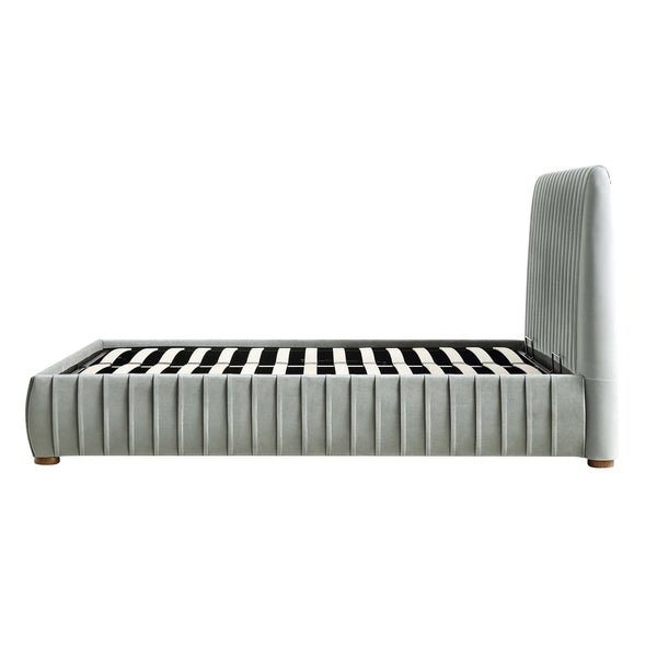 Helia Pleated Ottoman Storage Bed, Silver Gray Velvet