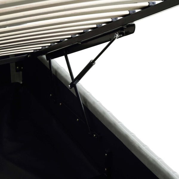 Helia Pleated Ottoman Storage Bed, Silver Gray Velvet