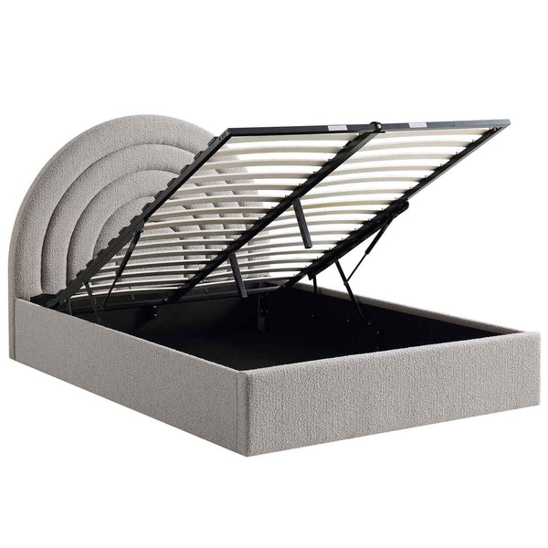 Archer Gray Boucle Ottoman Storage Bed