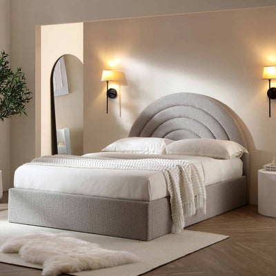 Archer Gray Boucle Ottoman Storage Bed