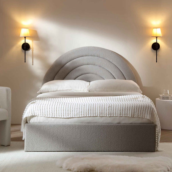 Archer Gray Boucle Ottoman Storage Bed