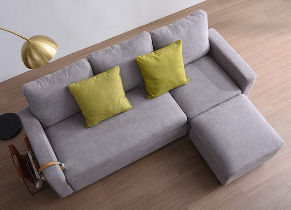 Campbell 3 Seater Sofa with Reversible Chaise in Light Gray