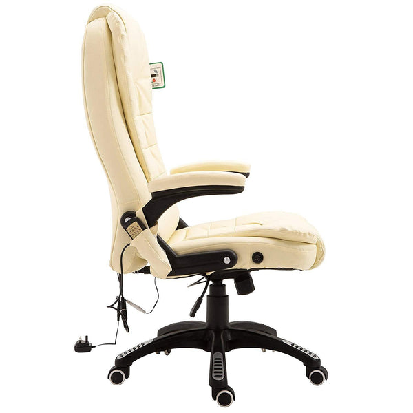Executive Recline Padded Swivel Office Chair with Vibrating Massage Function, MM17 Cream - daals