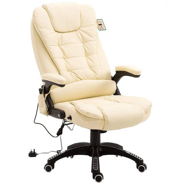 Executive Recline Padded Swivel Office Chair with Vibrating Massage Function, MM17 Cream - daals