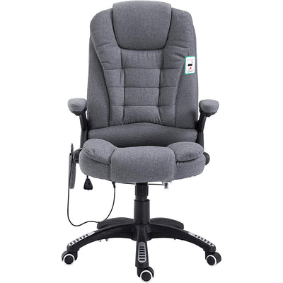 Executive Recline Padded Swivel Office Chair with Vibrating Massage Function, MM17 Gray Fabric