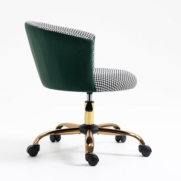 Kylie Houndstooth and Velvet Swivel Chair