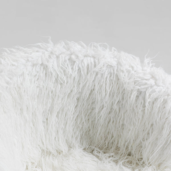 Kylie Plush Shaggy Faux Fur Swivel Chair, White