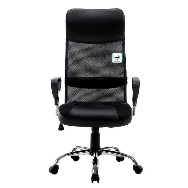 Sleek Design High Back Mesh Fabric Swivel Office Chair with Chrome Base, MO57 Black - daals