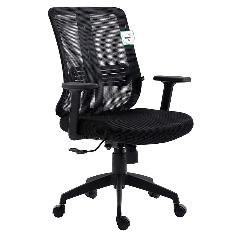 Black Mesh Medium Back Executive Office Chair Swivel Desk Chair with Synchro-Tilt, Adjustable Armrests - daals