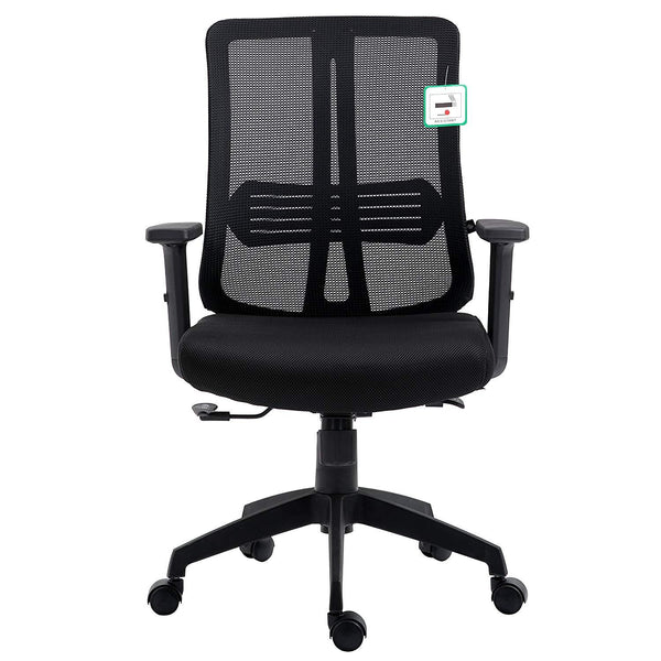 Black Mesh Medium Back Executive Office Chair Swivel Desk Chair with Synchro-Tilt, Adjustable Armrests - daals