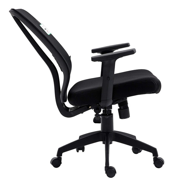 Black Mesh Medium Back Executive Office Chair Swivel Desk Chair with Synchro-Tilt, Adjustable Armrests - daals